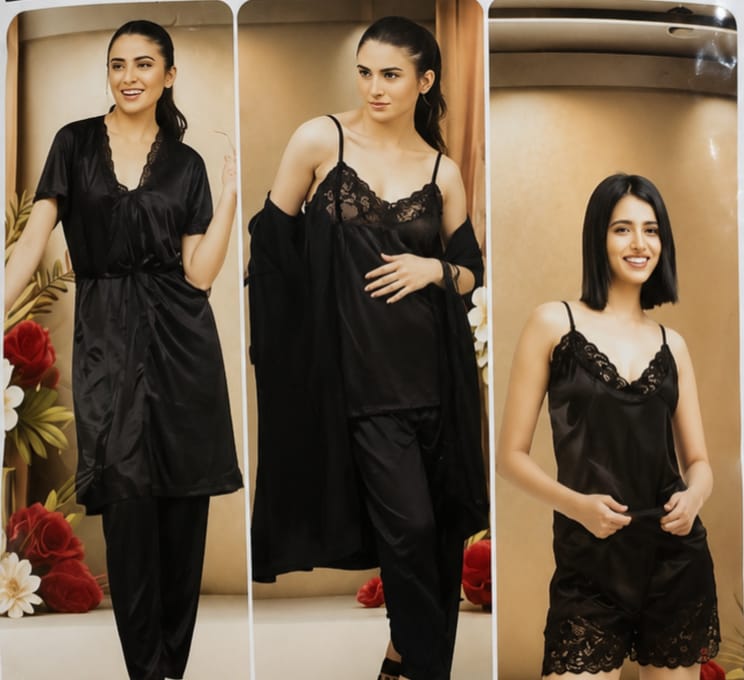 Luxury 5-Pcs Silk Night wear for Women